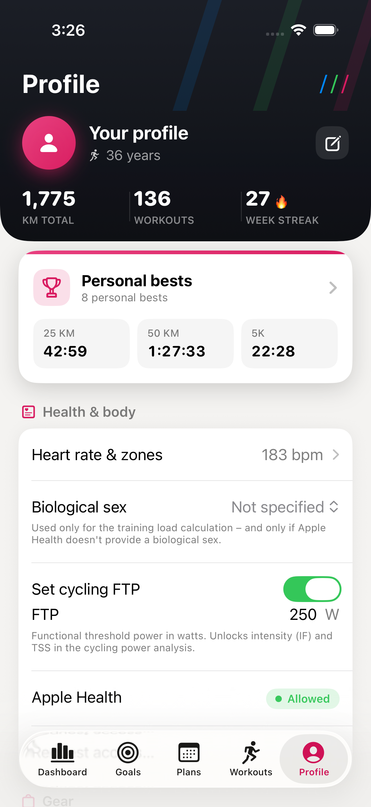 Profile view with privacy notes